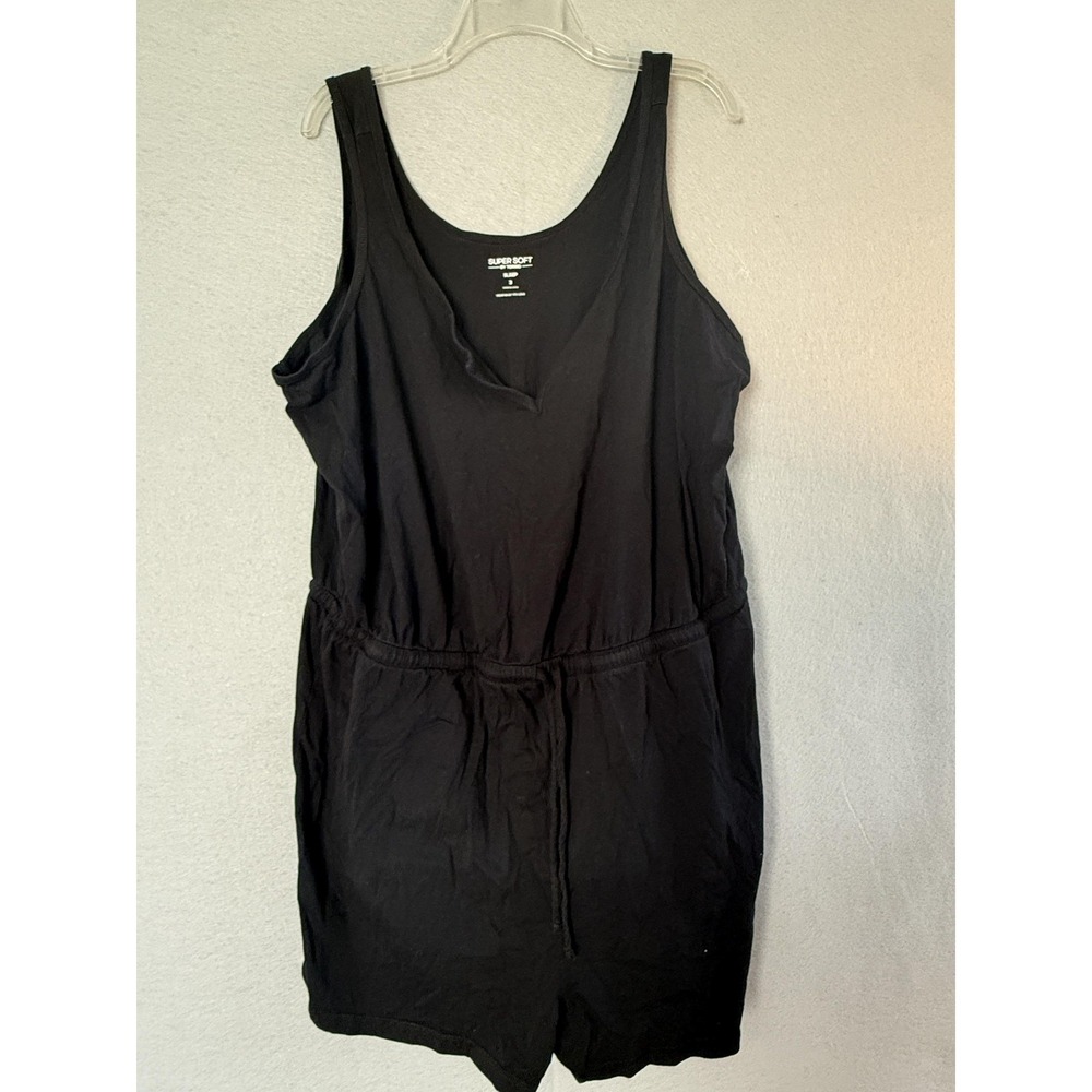 Super Soft By Torrid Romper Womens 3 Black Cami Sleep One Piece Drawstring